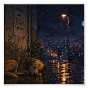 Sleeping dog photo print
