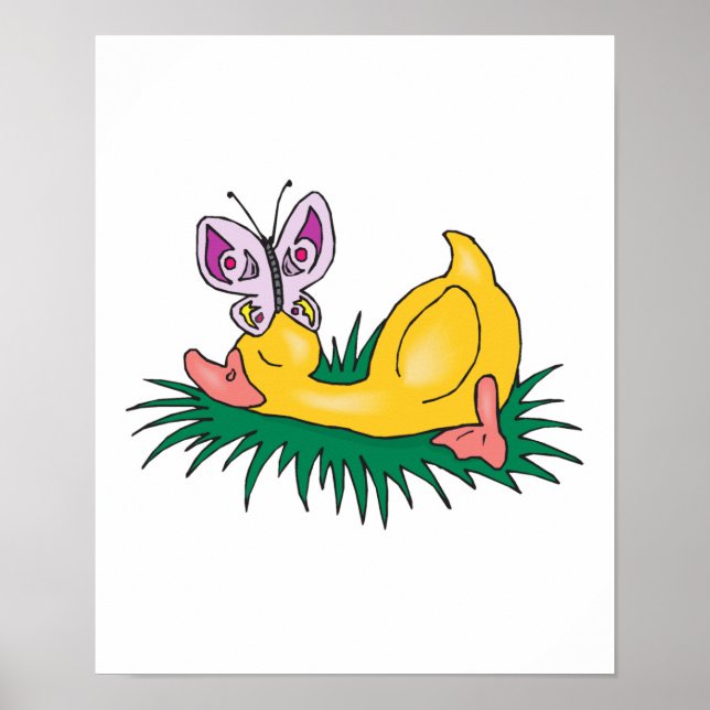 sleeping duck with butterfly poster (Front)