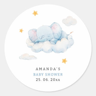 Sleeping Elephant Baby Shower, Boy Baby Shower Classic Round Sticker