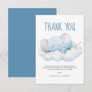 Sleeping Elephant Baby Shower, Boy Baby Shower Thank You Card