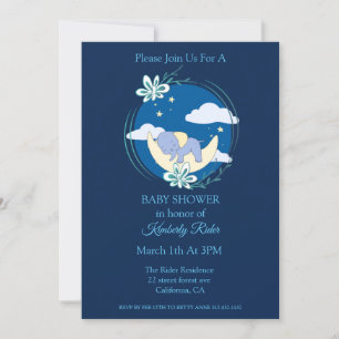 Sleeping Elephant Baby Shower Invitation