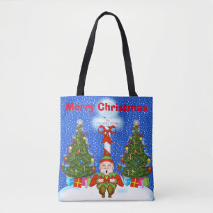 Sleeping Elf Christmas Tote Bag