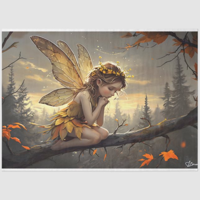 Sleeping Fairy Autumn Colors Tissue Paper (Front)