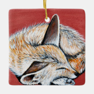 Sleeping Fennec Fox painting Ceramic Ornament