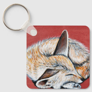 Sleeping Fennec Fox painting Key Ring