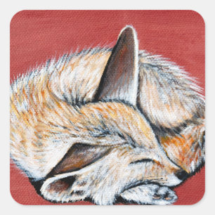Sleeping Fennec Fox painting Square Sticker