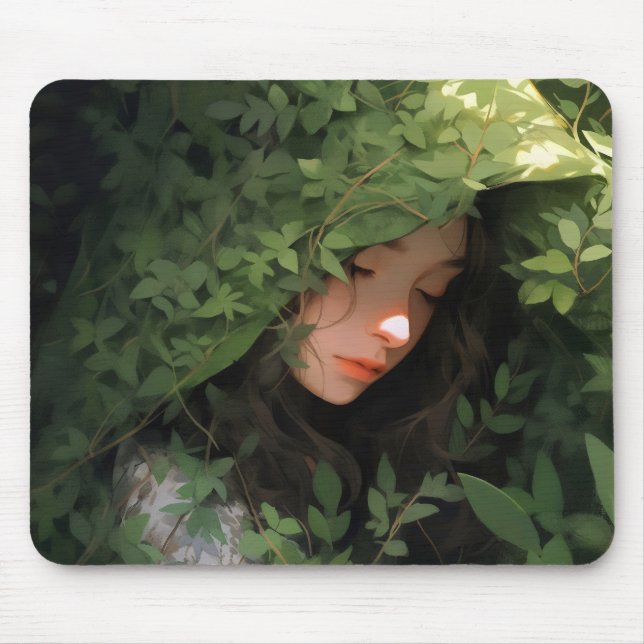 Sleeping Forest Girl Anime Mouse Mat (Front)