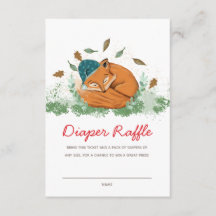 Sleeping Fox Baby Shower Diaper Raffle Ticket