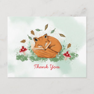 Sleeping Fox Baby Shower Thank You Enclosure Card
