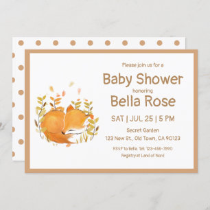 Sleeping Fox Cub Baby Shower Cards