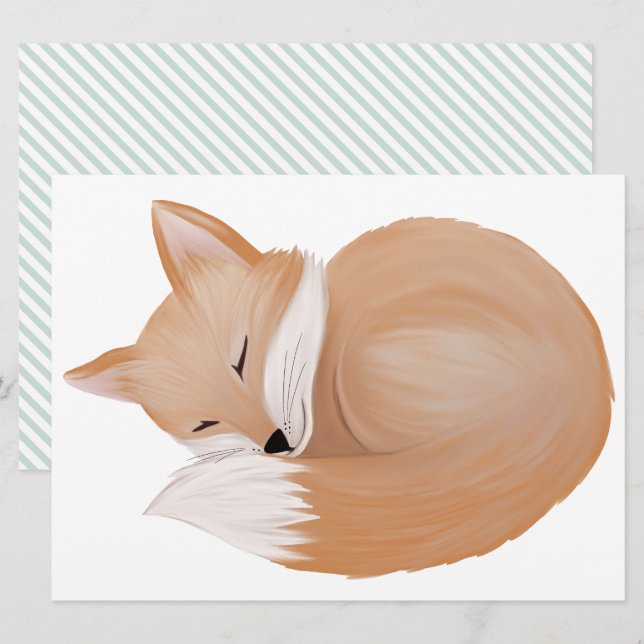 Sleeping fox, cut out invitation (Front/Back)