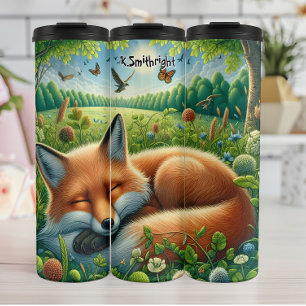 Sleeping Fox in a Meadow Thermal Tumbler