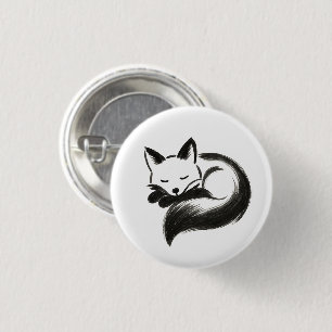 Sleeping Fox – Minimalist Chalk Animal Design on 3 Cm Round Badge