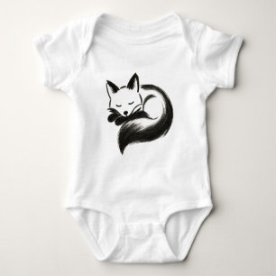 Sleeping Fox – Minimalist Chalk Animal Design on Baby Bodysuit