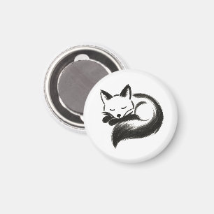 Sleeping Fox – Minimalist Chalk Animal Design on Magnet
