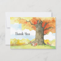 Sleeping Fox Under a Tree Thank You Card