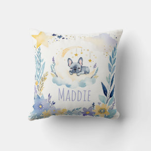 Sleeping French Bulldog Boho Name Nursery Pillow