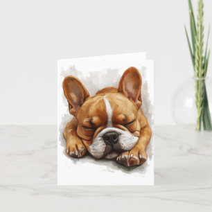 Sleeping French Bulldog Greetings Card