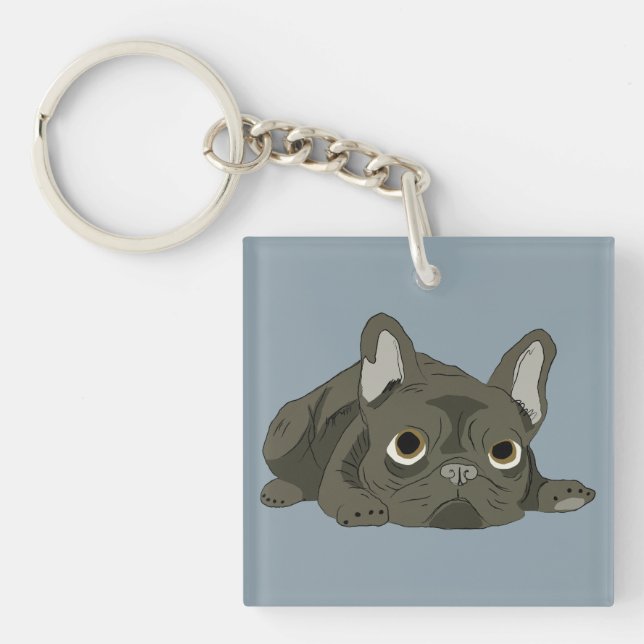 Sleeping French Bulldog Key Ring (Front)