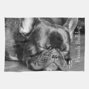 Sleeping French Bulldog Tea Towel