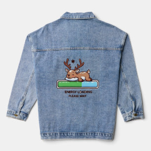 Sleeping Funny Reindeer Loading Energy Denim Jacket