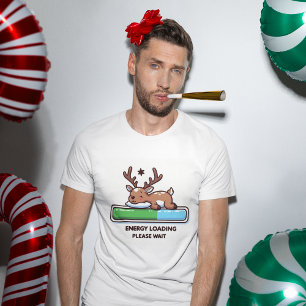 Sleeping Funny Reindeer Loading Energy T-Shirt