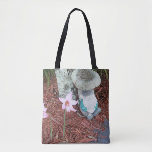 Sleeping garden gnome tote