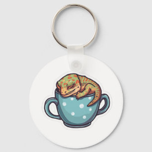 Sleeping gecko key ring