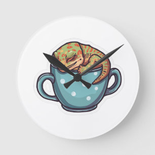 Sleeping gecko round clock