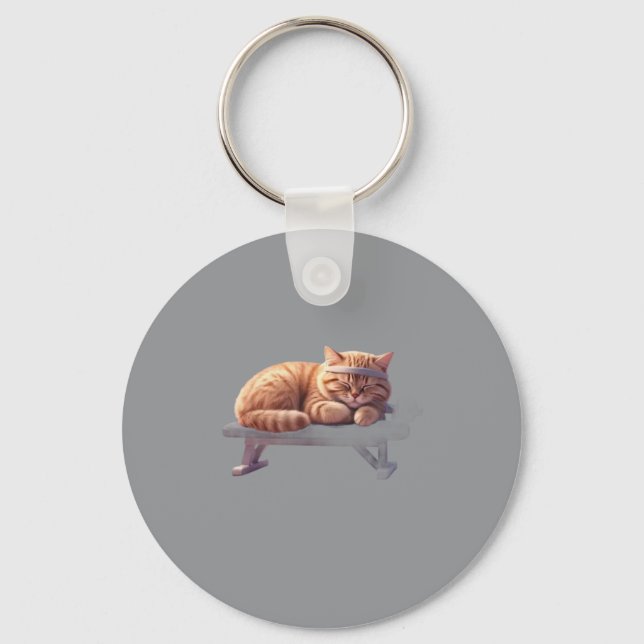 Sleeping Ginger Cat Keychain (Front)