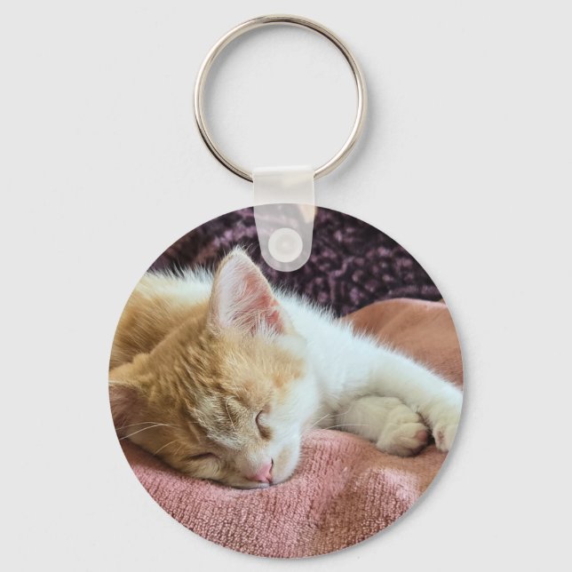Sleeping ginger kitten key ring (Front)