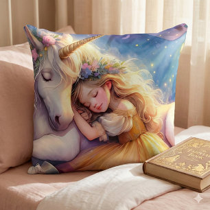 Sleeping Girl Unicorn Dreamscape Cushion
