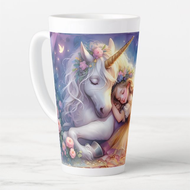 Sleeping Girl Unicorn Dreamscape Latte Mug (Left Angle)