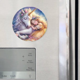 Sleeping Girl Unicorn Dreamscape Magnet