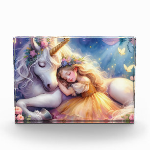 Sleeping Girl Unicorn Dreamscape Photo Block