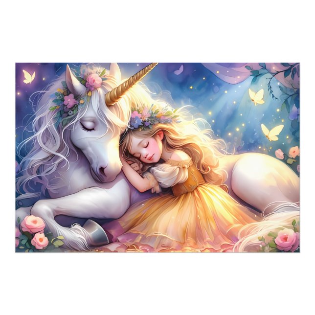 Sleeping Girl Unicorn Dreamscape Photo Print (Front)