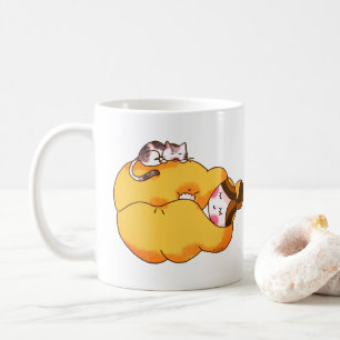 Sleeping Girl with Cosy Cat Coffee Mug