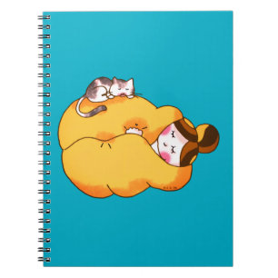 Sleeping Girl with Cosy Cat Notebook