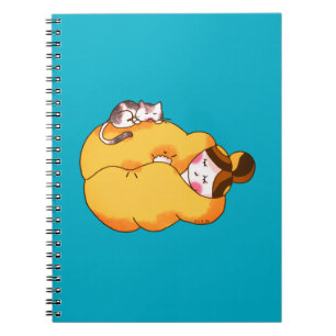 Sleeping Girl with Cosy Cat Notebook