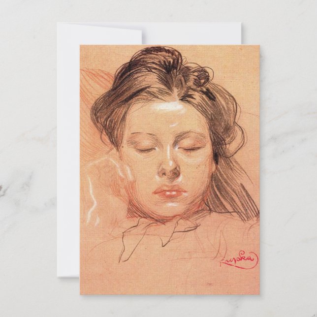 Sleeping Girl's Face (by Frantisek Kupka) Card (Front)