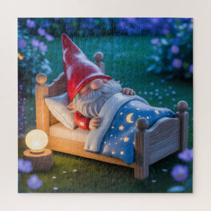 Sleeping Gnome in Nighttime Garden Jigsaw Puzzle