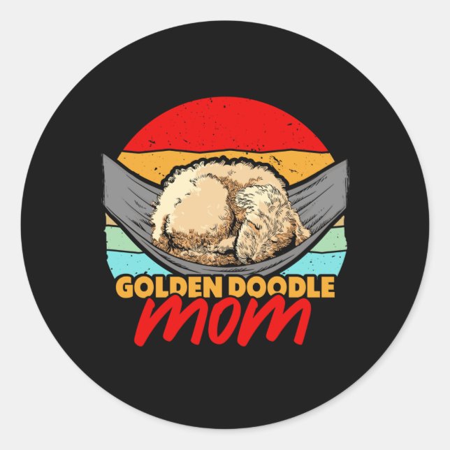 Sleeping Golden Doodle Mum Dog Lover Classic Round Sticker (Front)