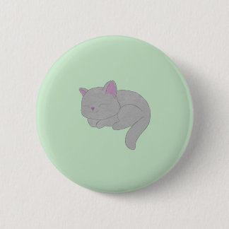 Sleeping Gray Kitten Button