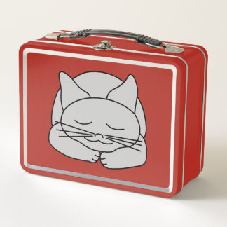 Sleeping Grey Cat Metal Lunch Box