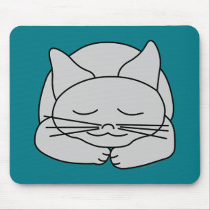 Sleeping Grey Cat Mouse Mat