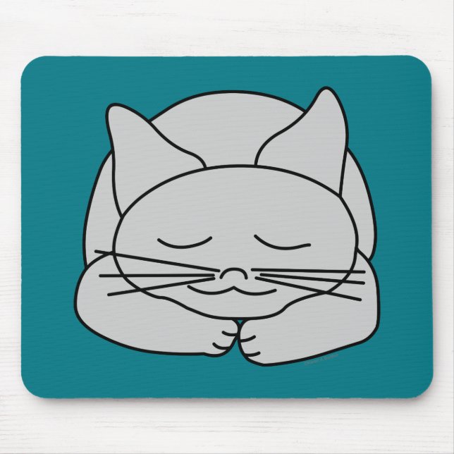 Sleeping Grey Cat Mouse Mat (Front)
