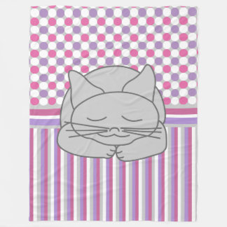Sleeping Grey Cat Pattern Fleece Blanket