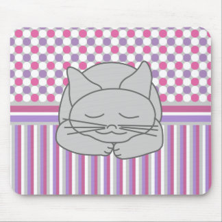 Sleeping Grey Cat Pattern Mouse Mat