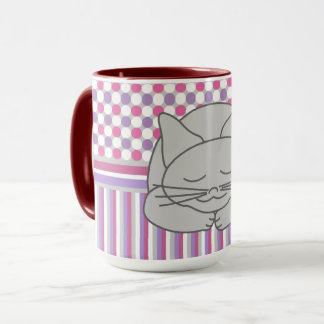 Sleeping Grey Cat Pattern Mug