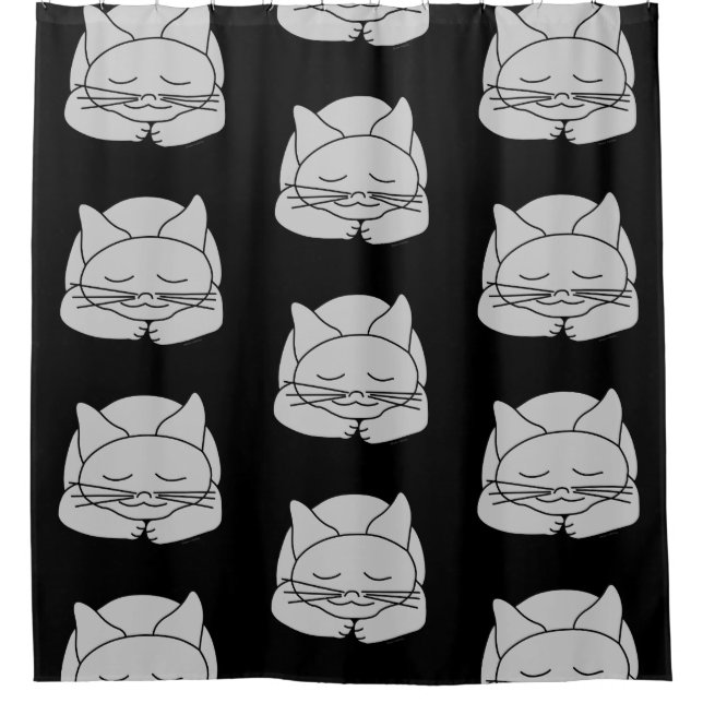 Sleeping Grey Cat Shower Curtain (Front)